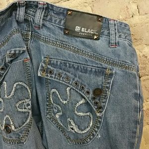 BLACK PREMIUM denim, low rise boot